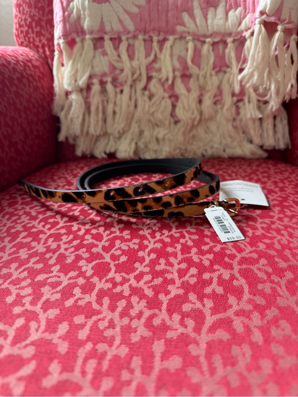 NWT J. Crew Leopard-Print Skinny Belt in Tan, Black and Gold - Picture 3 of 13